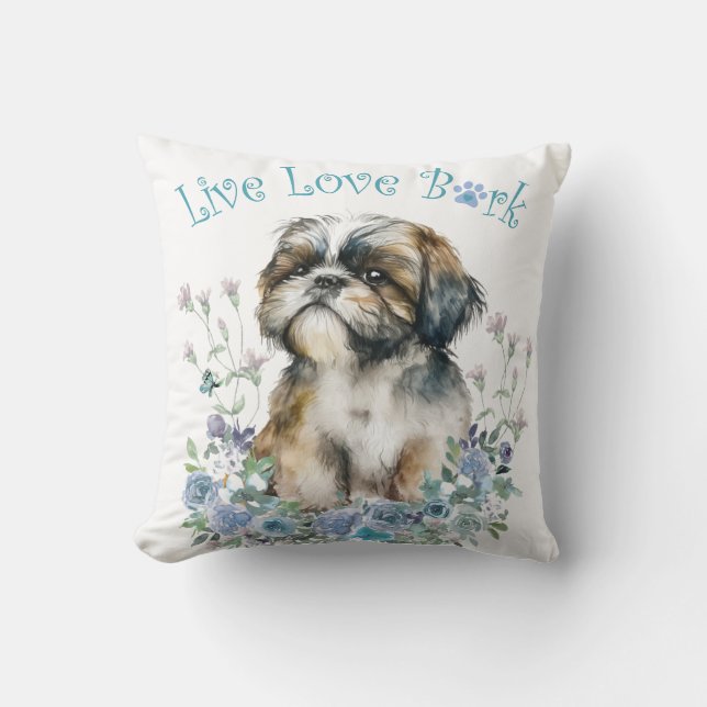 Shih Tzu Dog Mama Floral Kissen (Vorderseite)
