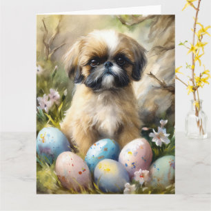 Shih Tzu Dog mit Ostereier Urlaub Karte