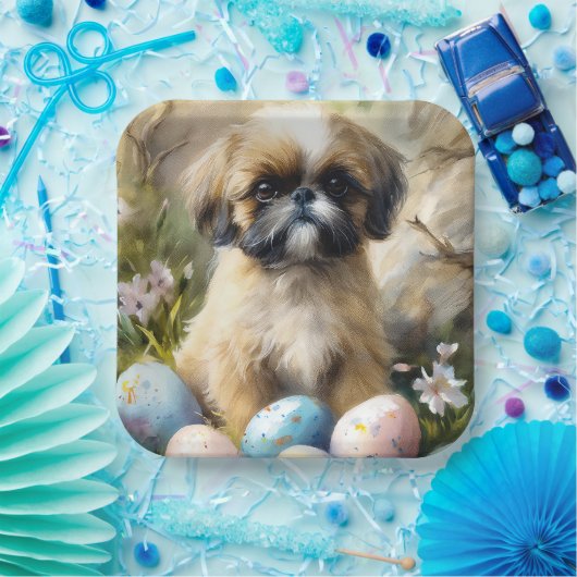 Shih Tzu Dog mit Ostereier Urlaub Pappteller (Party)