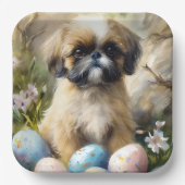 Shih Tzu Dog mit Ostereier Urlaub Pappteller (Vorderseite)