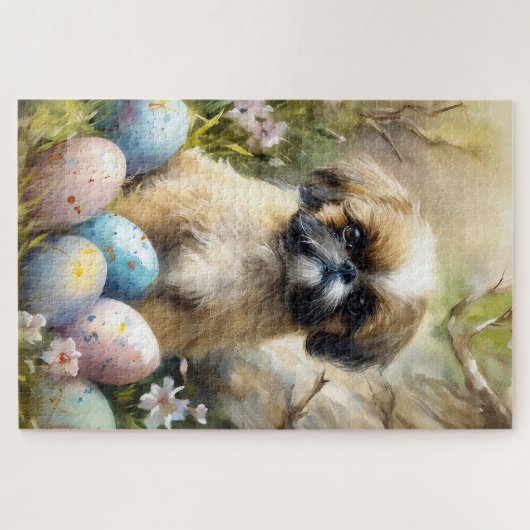 Shih Tzu Dog mit Ostereier Urlaub Puzzle (Horizontal)