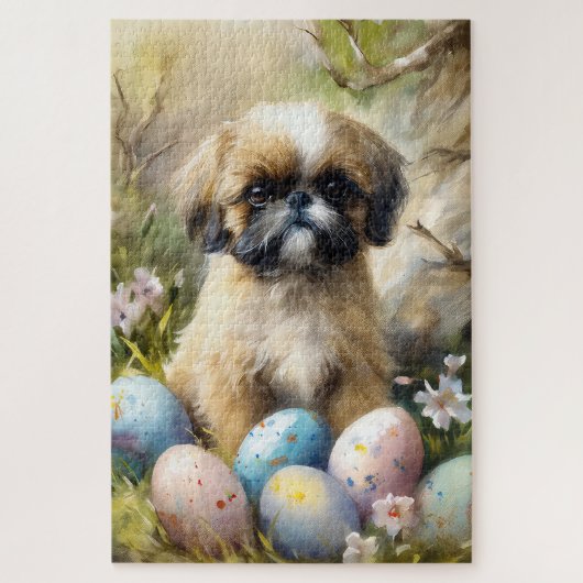 Shih Tzu Dog mit Ostereier Urlaub Puzzle (Vertikal)
