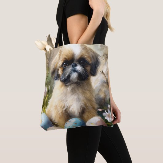 Shih Tzu Dog mit Ostereier Urlaub Tasche (Von Nahem)