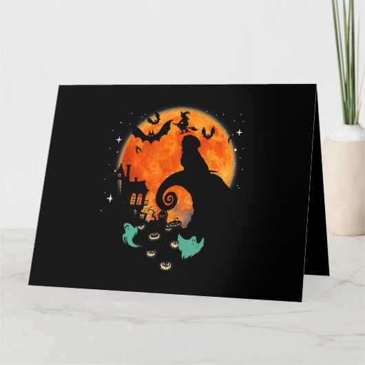 Shih Tzu Dog Moon Beängstigend Pumpkin Halloween-K Karte (Vorderseite)