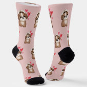 Shih Tzu Dog Muster auf rosa Socken (Gewinkelt)