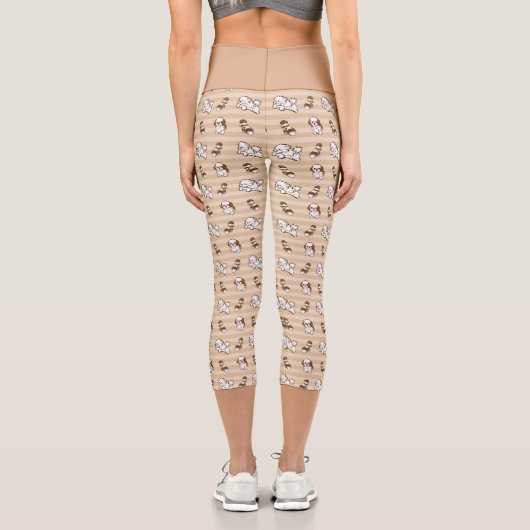 shih tzu dog pattern capri leggings (Rückseite)