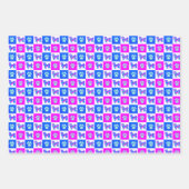 Shih Tzu Dog & Paw Crazy Hot Pink & Blue Geschenkpapier Set (Vorderseite 3)