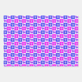 Shih Tzu Dog & Paw Crazy Hot Pink & Blue Geschenkpapier Set (Vorderseite)