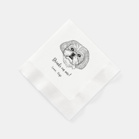 Shih Tzu Dog Personalisiert Drink on Me Napkins Serviette (Ecke)