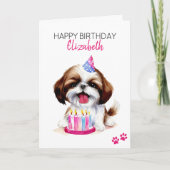 Shih Tzu Dog Personalisiert Happy Birthday Karte (Vorderseite)