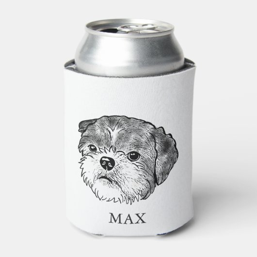 Shih Tzu Dog Personalisiert Zeichnend Hand Dosenkühler (Kanne Vorderseite)