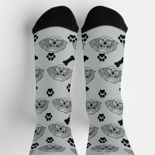 Shih Tzu Dog Personalisiert Zeichnend Hand Socken (Oben)
