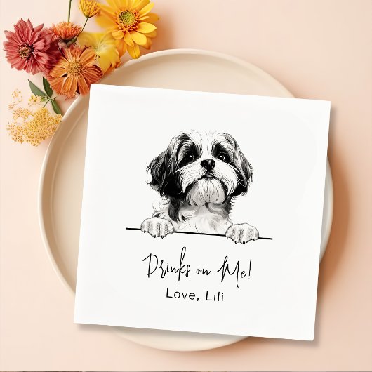 Shih Tzu Dog Personalisierte Getränke auf mir Serviette