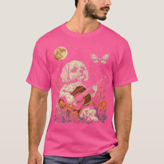 Shih Tzu Dog Playing Guitar Cottagecore T-Shirt