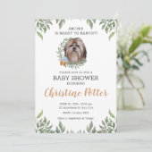 Shih Tzu Dog Puppy Greenery Boho Baby Shower Einladung (Stehend Vorderseite)