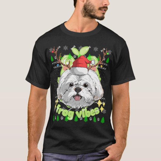 Shih Tzu Dog Santa Claus Hat Ugly Christmas X-Mas T-Shirt (Vorderseite)