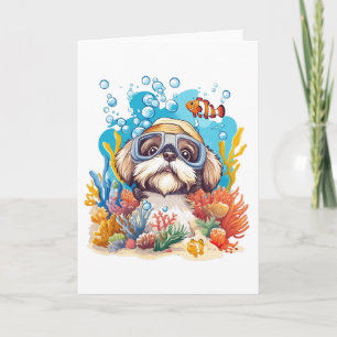 Shih Tzu Dog Schnorkeling Korallenriff Karte