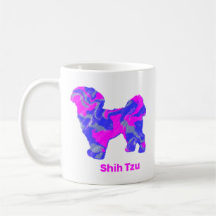 Shih Tzu Dog Silhouette Crazy Hot Pink Kaffeetasse