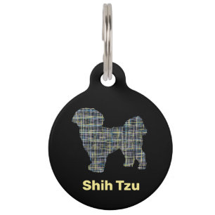 Shih Tzu Dog Silhouette Gelb- und Schwarzgitterlin Haustiermarke