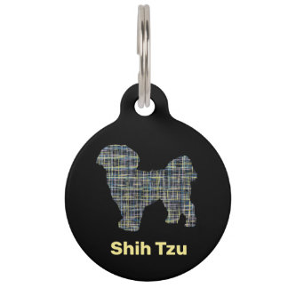 Shih Tzu Dog Silhouette Gelb- und Schwarzgitterlin Haustiermarke