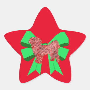 Shih Tzu Dog Silhouette Green Bow Stern-Aufkleber