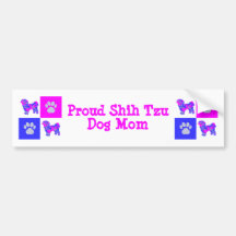 Shih Tzu Dog Silhouette Hot Pink und Blue Best Mam