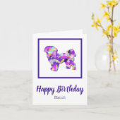 Shih Tzu Dog Silhouette Niedlich Lila PY&B Geburts Karte (Gelbe Blume)