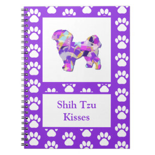 Shih Tzu Dog Silhouette Paw Niedlich Lila PY&B Notizblock