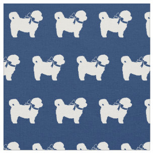Shih Tzu Dog Silhouette Pet Navy Blue Stoff