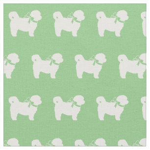 Shih Tzu Dog Silhouette Pet Sage Green Stoff
