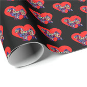 Shih Tzu Dog Silhouette Valentinstag Schwarz Geschenkpapier (Rolleneckpunkt)