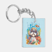 Shih Tzu Dog Snorkeling Coral Reef Schlüsselanhänger (Vorderseite links)