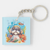 Shih Tzu Dog Snorkeling Coral Reef Schlüsselanhänger (Rückseite)