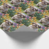 Shih Tzu Dog Spring Flowers Malerei Geschenkpapier (Ecke)