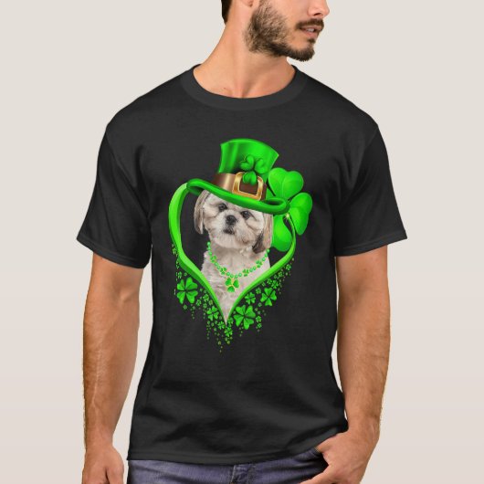 Shih Tzu Dog St Patricks Day Lover Irish Shamrock T-Shirt (Vorderseite)