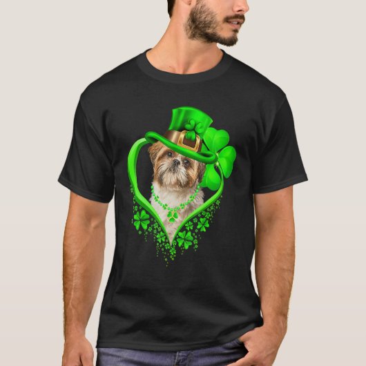 Shih Tzu Dog St Patricks Day Lover Irish Shamrock_ T-Shirt (Vorderseite)
