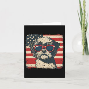 Shih Tzu Dog Usa Flag Patriotischer Amerikanische Karte