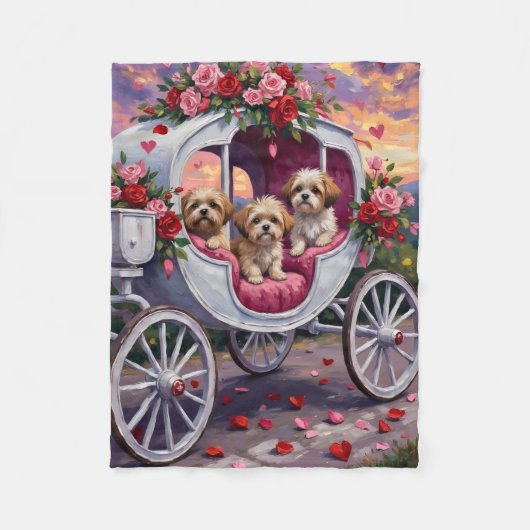 Shih Tzu Dog Valentine's Day Fleecedecke (Vorderseite)