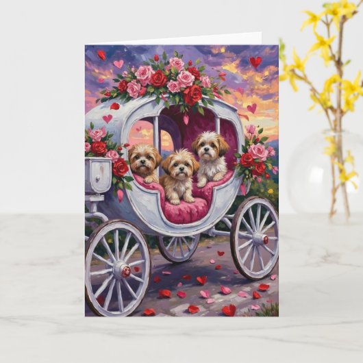 Shih Tzu Dog Valentine's Day Karte (Gelbe Blume)