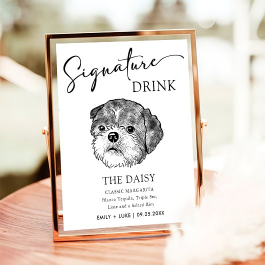 Shih Tzu Dog Wedding Signature Drink Sign Poster