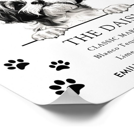 Shih Tzu Dog Wedding Signature Drink Sign Poster (Ecke)