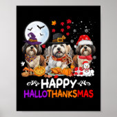 Shih Tzu Dog Weihnachten glücklich Hallothankmas T Poster (Vorne)