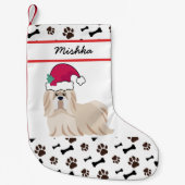 Shih Tzu Dog Weihnachten mit eigenem Hundenamen Kleiner Weihnachtsstrumpf (Vorderseite)