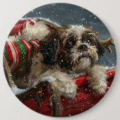 Shih Tzu Dog Weihnachtsfest Button (Vorderseite)