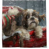 Shih Tzu Dog Weihnachtsfest Duschvorhang (Vorderseite)