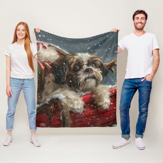 Shih Tzu Dog Weihnachtsfest Fleecedecke (Beispiel)