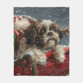 Shih Tzu Dog Weihnachtsfest Fleecedecke (Vorderseite)