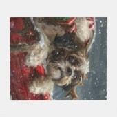 Shih Tzu Dog Weihnachtsfest Fleecedecke (Vorderseite (Horizontal))