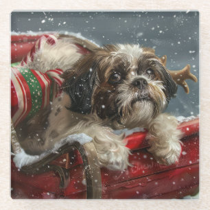 Shih Tzu Dog Weihnachtsfest Glasuntersetzer