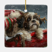 Shih Tzu Dog Weihnachtsfest Keramikornament (Rückseite)